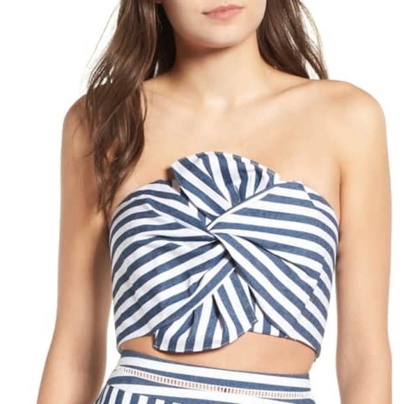 Wayf Tops - WAYF Durham Knotted Bow Strapless Tube Crop Top